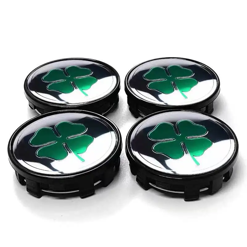 4PCS 60MM Four-leaf Clover Emblem Car Wheel Center Hub Cap Rims Cover Hubcaps Sticker For BMW HONDA FORD TESLA SUBARU