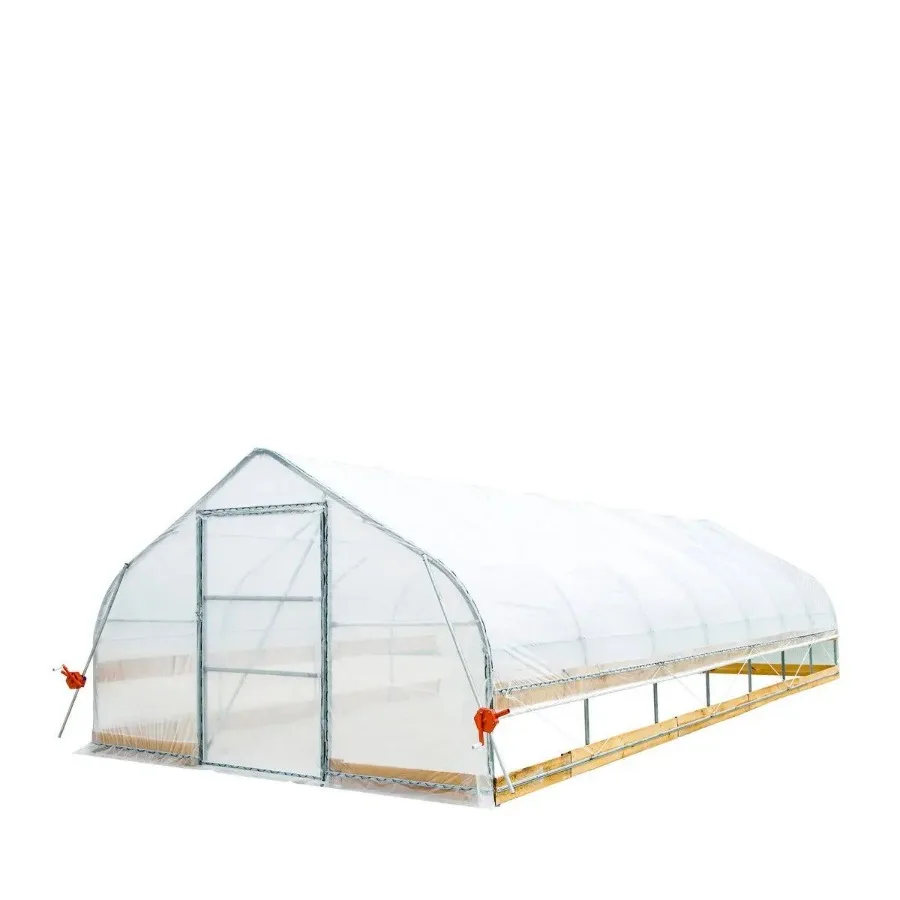 

12' x 30' Tunnel Greenhouse Grow Tent w 6 Mil Clear EVA Plastic Film Cold Frame Hand Crank RollUp Sides Peak Ceiling Roof TMGGH