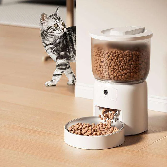 

OEM new smart pet feeder, environmentally friendly ABS bowl, 4L capacity, stainless steel and plastic, rechargeable battery