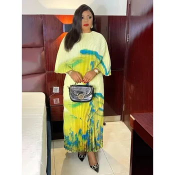 Miyake fold 2024 autunno nuovo vestito bicolore camicia con maniche a pipistrello gonna a persiana set di due pezzi fashion design abbigliamento 9 rm8726