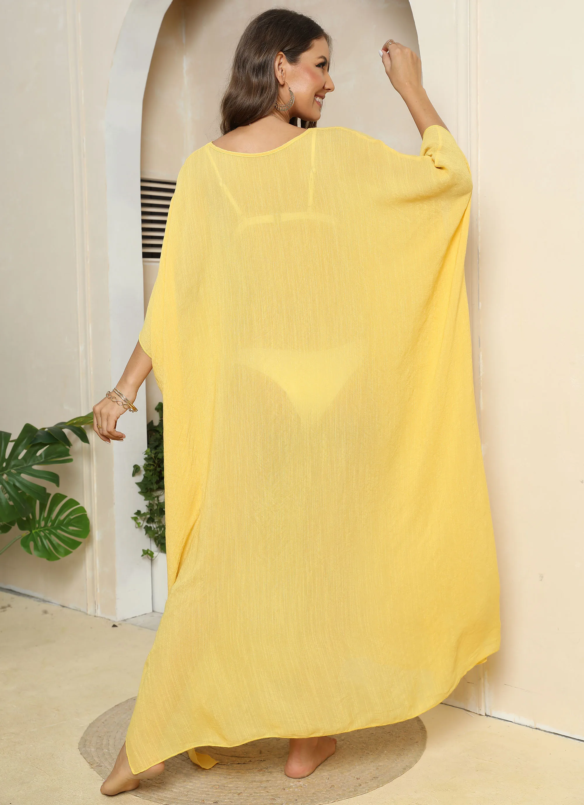 9 Color Long Beachwear White Robe Woman Summer Beach Dresses Maxi Kimono Sarong Swimwear Coverups Pink Holiday Outfits Dress