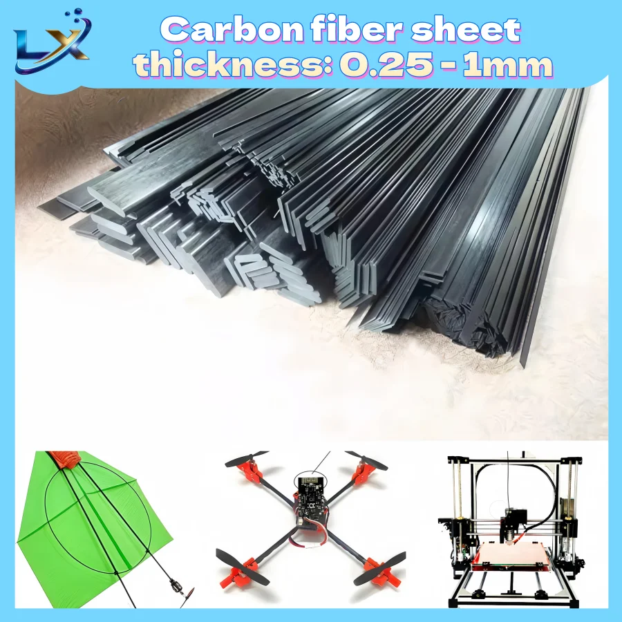 1 Group 20PCS Carbon Fiber Sheet Length 500mm Thickness*Width 0.25~25.4MM For RC Model Airplane Quadcopter DIY Accessories kite