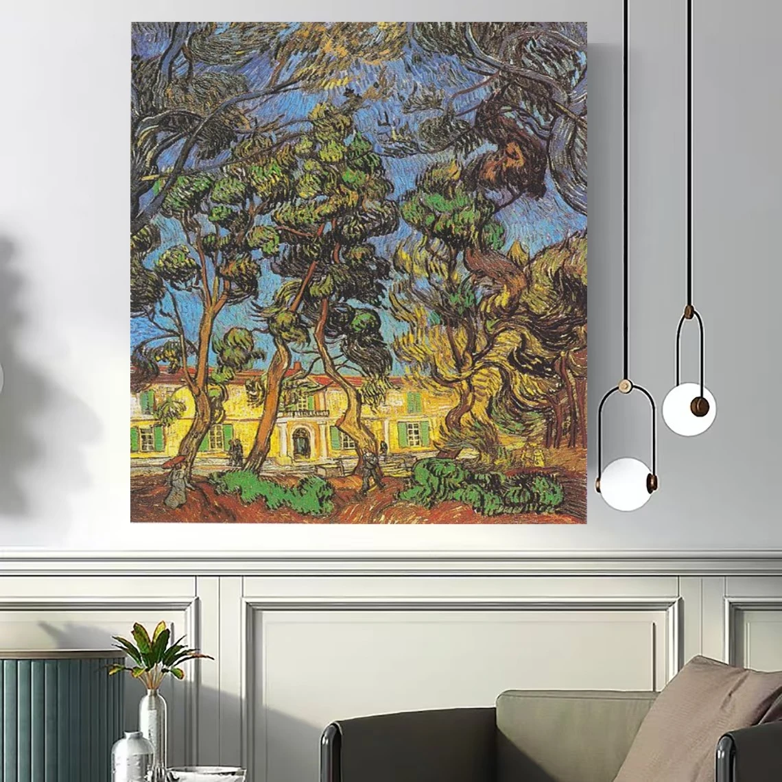 Trees in the Garden of St. Paul Hospital by Vincent Van Gogh Oil Painting Replica Hand Painted Masterpiece on Canvas Wall Art