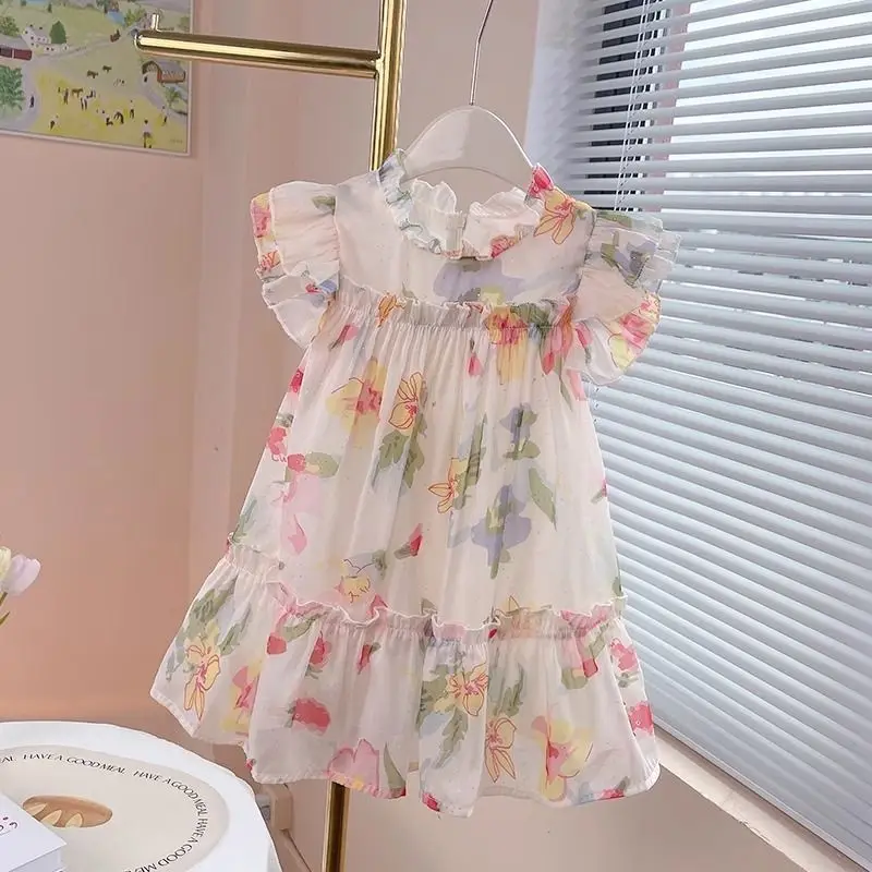 Dress Girl Summer 2026 Fashion Dresses Beach Dress Kids 3 To 10 Years Old Princess Party Ball Gown Dress Girls Sling V-neck