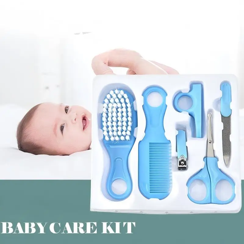 

6 шт./компл., синий и розовый набор для чистки детей, набор продуктов для ухода за ногтями и волосами, включая косметическую щетку, расческа и набор машинок для стрижки ногтей