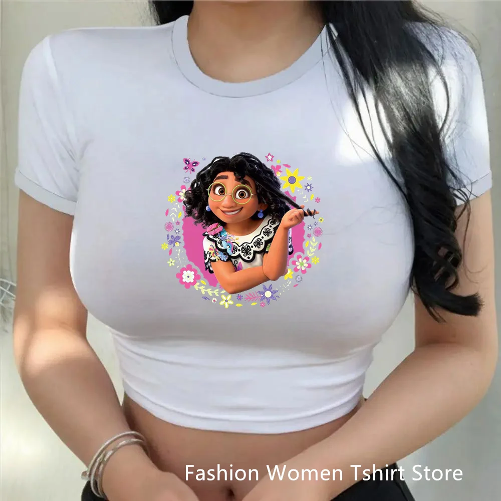 

Disney Encanto Mirabel slim T-Shirts Summer Fashion Short Sleeves Tees Tops Girls Cartoons Casual Crop top