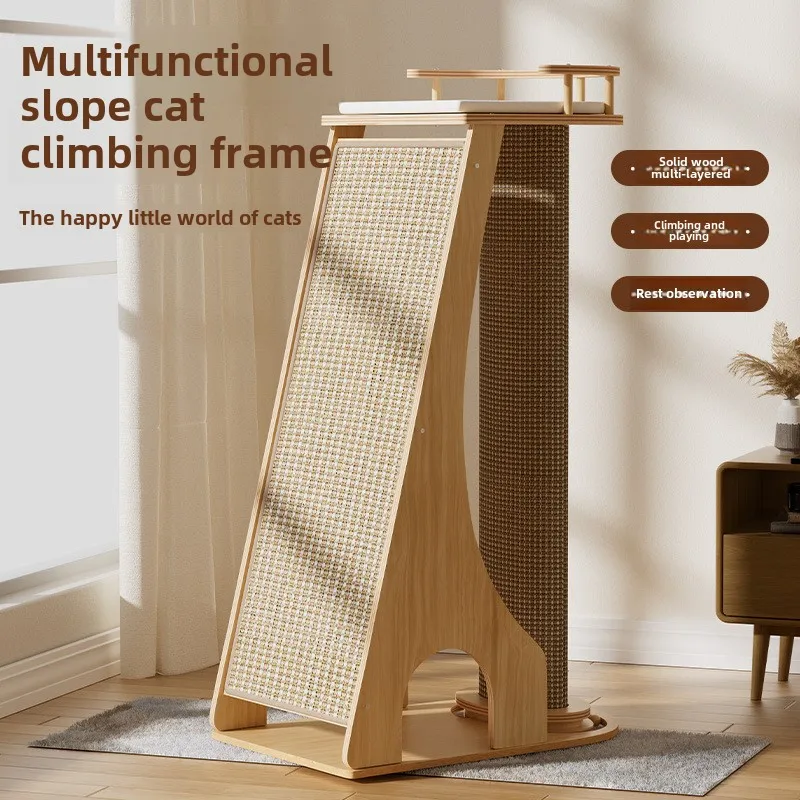 Cat Tower Pet Toy Home Does Not Take Up Space Solid Wood Cat Tree Cat Scratching Board Pet Supplies Pet Furniture