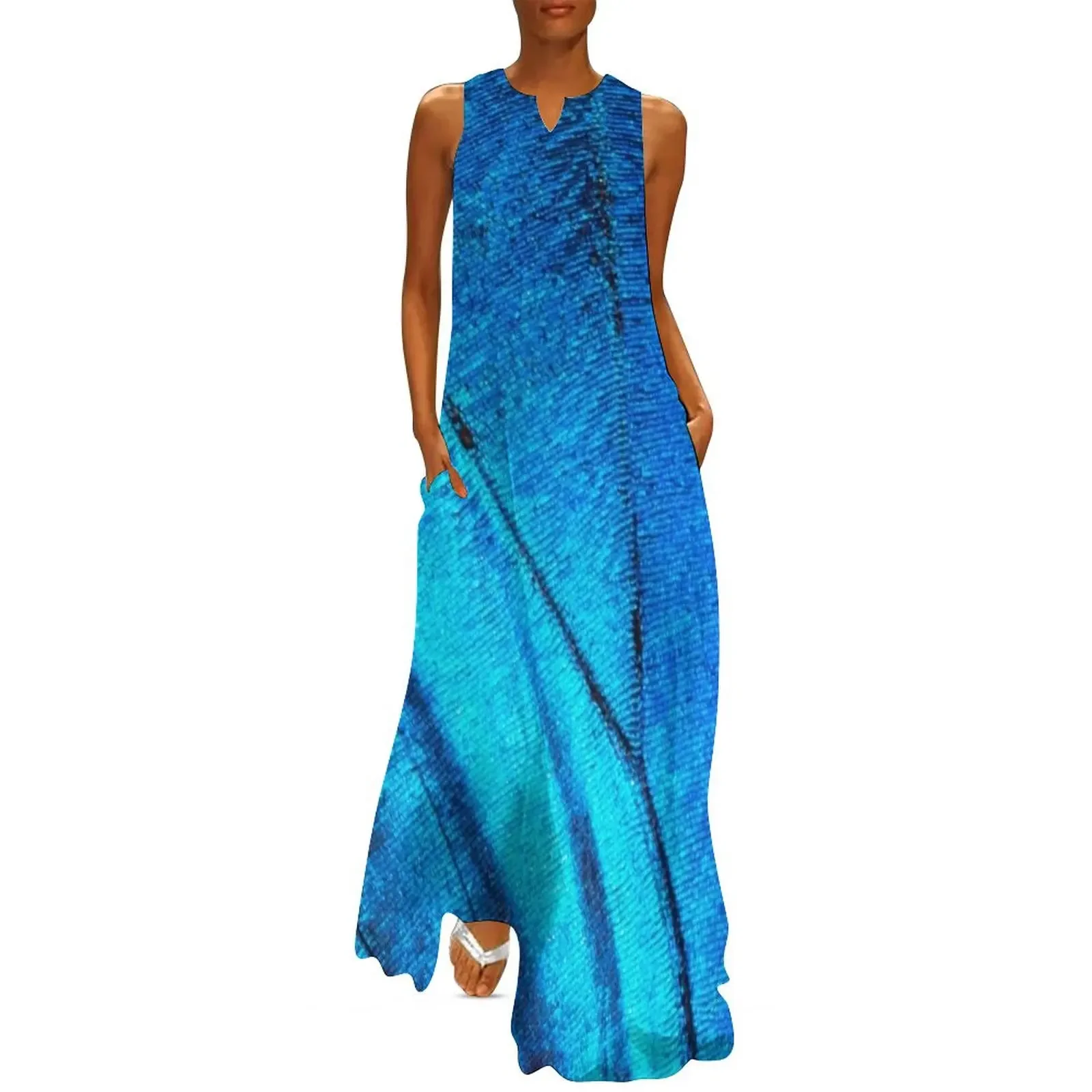 

Blue Butterfly Wing Print Long Dress Elegant gown Party dresses for women Woman dresses Dress