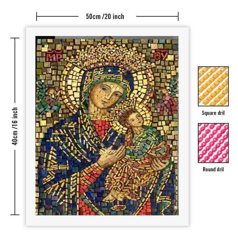 RUOPOTY Full Square Drill 5D DIY Diamond Painting Figure Diamond Embroidery With Frame Virgin Mosaic Home Decor Gift