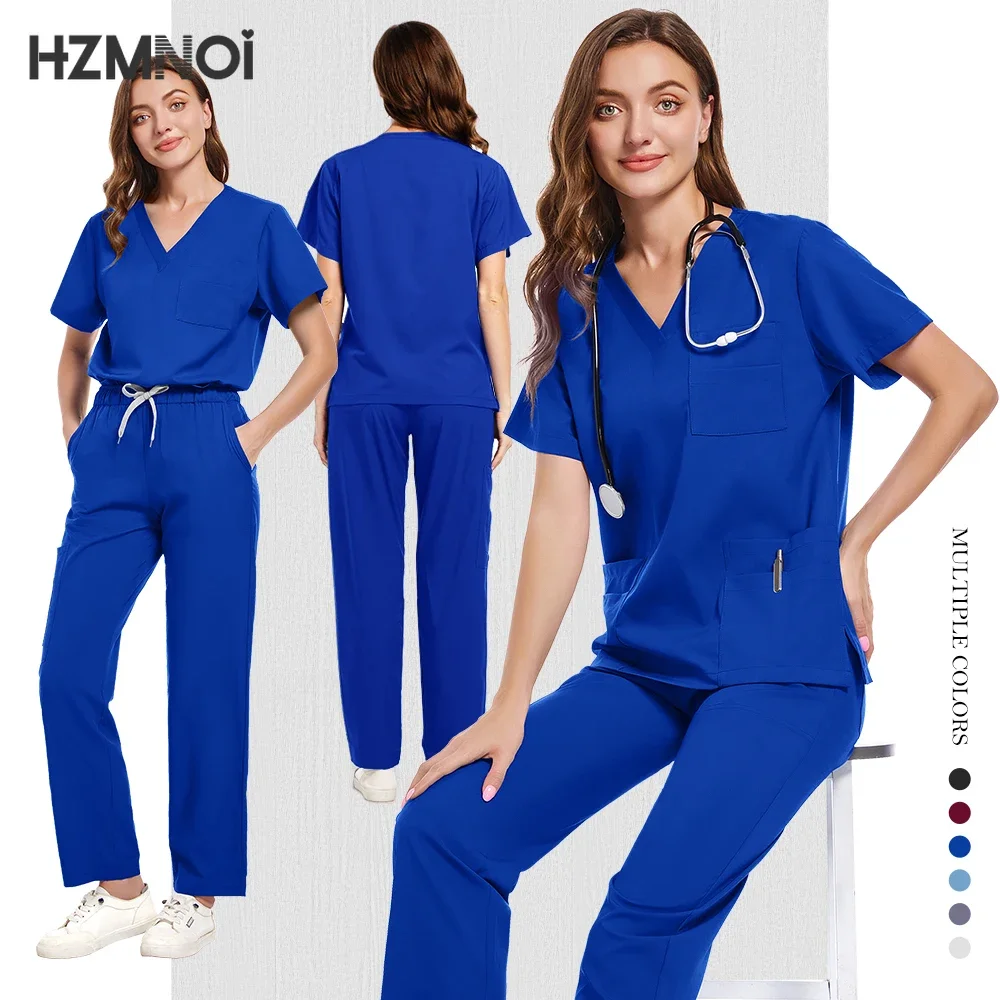 Uniforme médico Unisex, traje de manga corta con cuello en V y pantalón para correr, uniforme para enfermería quirúrgica, ropa de trabajo médica Multicolor para médico y enfermera