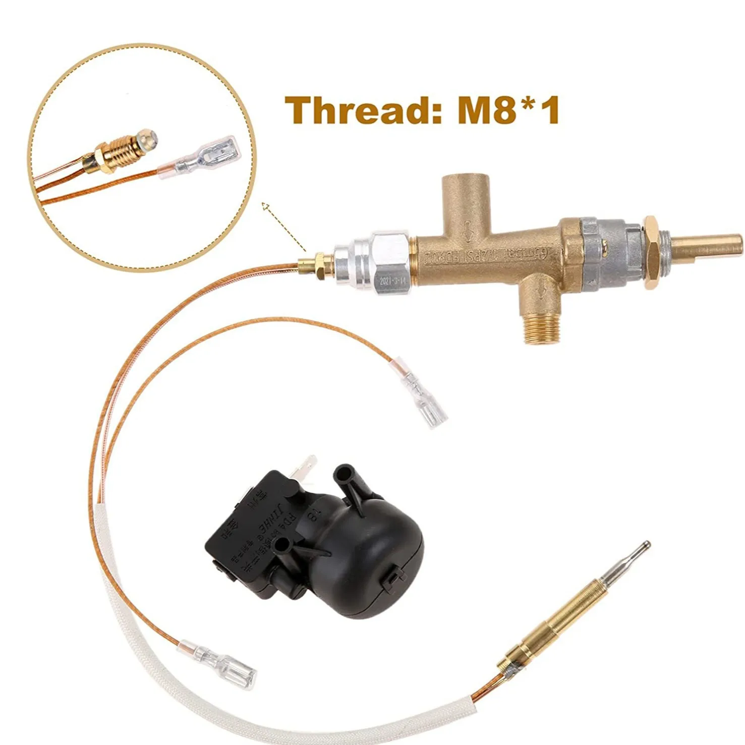 3pcs/kit Gas Patio Heater Control Valve Thermocouple Sensor Dump Switch Knob Propane Lpg Fire Pit Control Safety Pilot Port Set