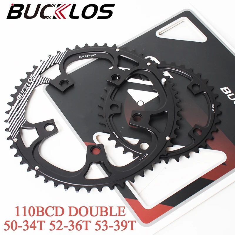 

BUCKLOS Double Speed 110BCD Chainring Aluminum Alloy Road Bike Chainring 50-34T 52-36T 53-39T Road Bicycle Chainwheel 8/9/10/11S