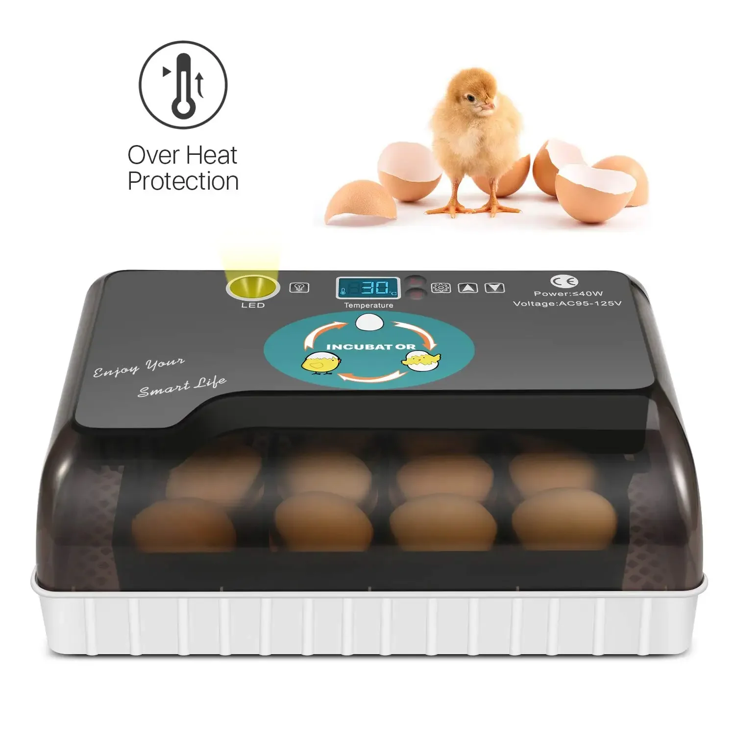 Egg Incubator Cabinet For Chicken - Digital Mini Fully Poultry 112 Egg Hatcher Brooder Machine Thermostat