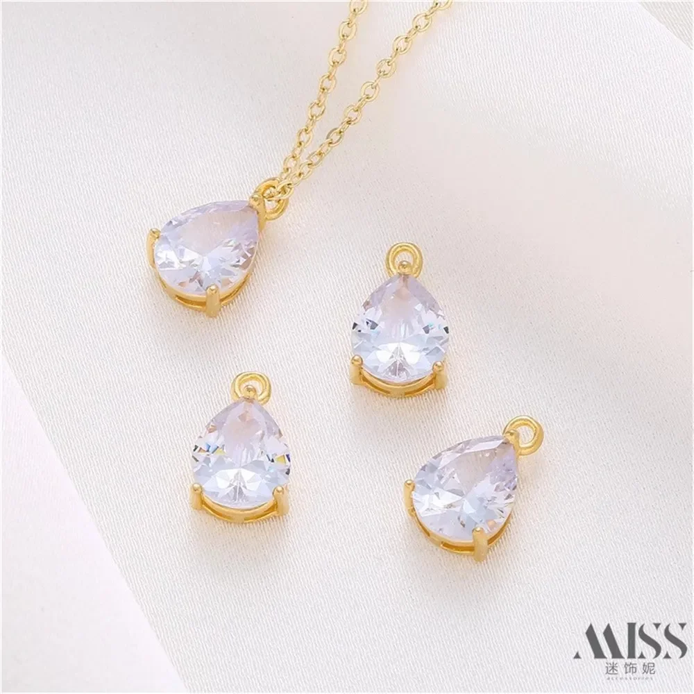 

14K Gold Color-preserving Large Water Drop Zircon Pendant DIY Handmade Small Pendant Bracelet Necklace Jewelry Accessories