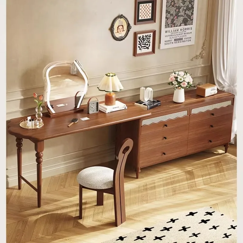 Nordic Extension Vanity Desk Led Mirror Modern Wooden Beauty Vanity Desk Hotel Bedroom Luxury Schminktisch Furniture Home