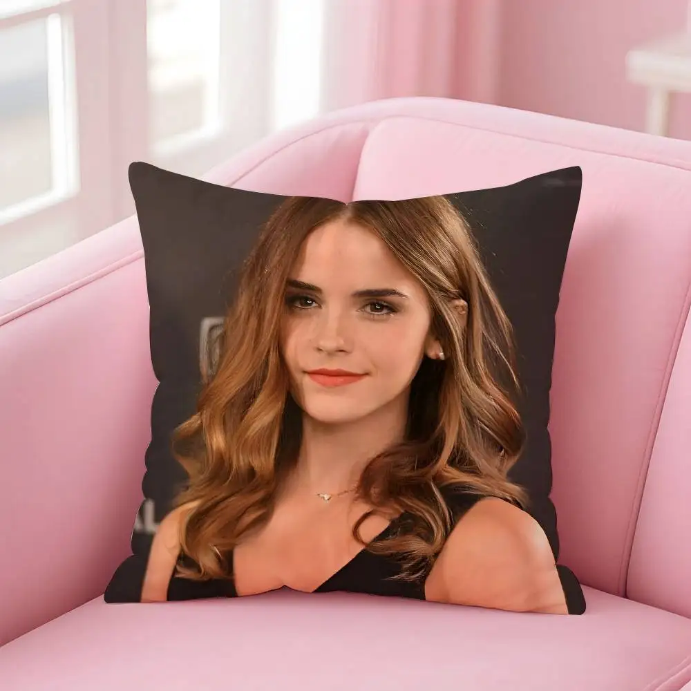 الممثل الساخن E-Emma Watson كيس وسادة مكافحة الغبار المخدة غير مرئية سستة حريري قصير أفخم غطاء وسادة أريكة