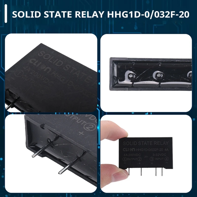 10X Input 3-32V DC Output 4A 200V DC 4 Pin PCB Solid State Relay HHG1D-0/032F-20