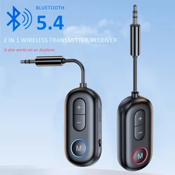 Bluetooth 5.4 Audio Transmitter and Receiver 2 In 1 Wireless 3.5mm Aux Audio Adapter Bluetooth Transmitter for TV Car Headphones