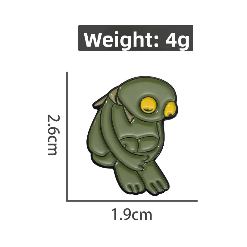 Lonely Hunch Green Frog Enamel Brooch Sad Moping Cartoon Amphibian Yellow Eyes Metal Lapel Pin Bag Hat Weird Cute Mood  Badge - view 4