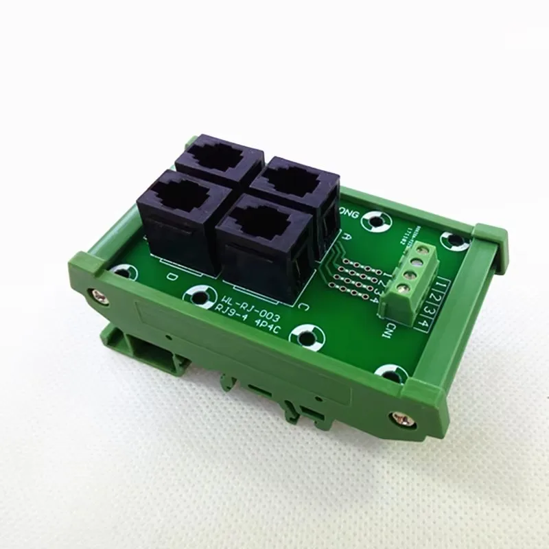RJ9 4P4 Jack  DIN Rail Mount Interface Module, Terminal Block