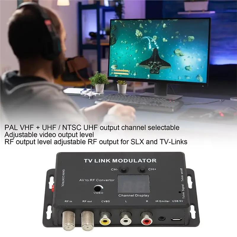 SQPP-TM70RG TV Link Modulator PAL /NTSC UHF Home Converter