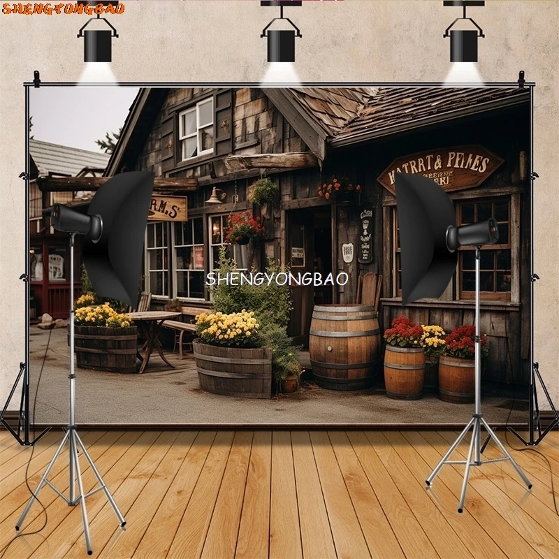 Vintage Old Tavern Barista Coffee Shop Bar Photography Backdrop Warm Medieval Inn Fantasy Retro Photo Studio Background LJG-07