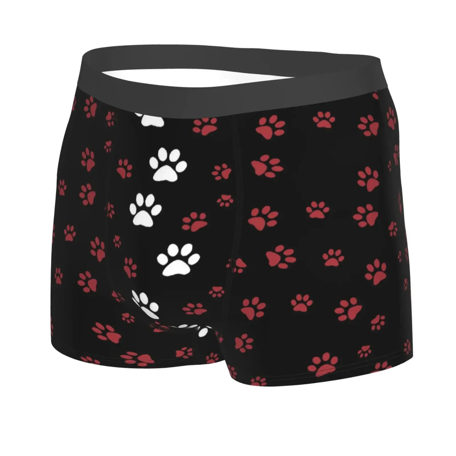 Cute Red And White Dog Paws Men Underwear Boxers Breathable Mens Boxershorts Men's Panties Underpants Man Boxers Briefs Trunks