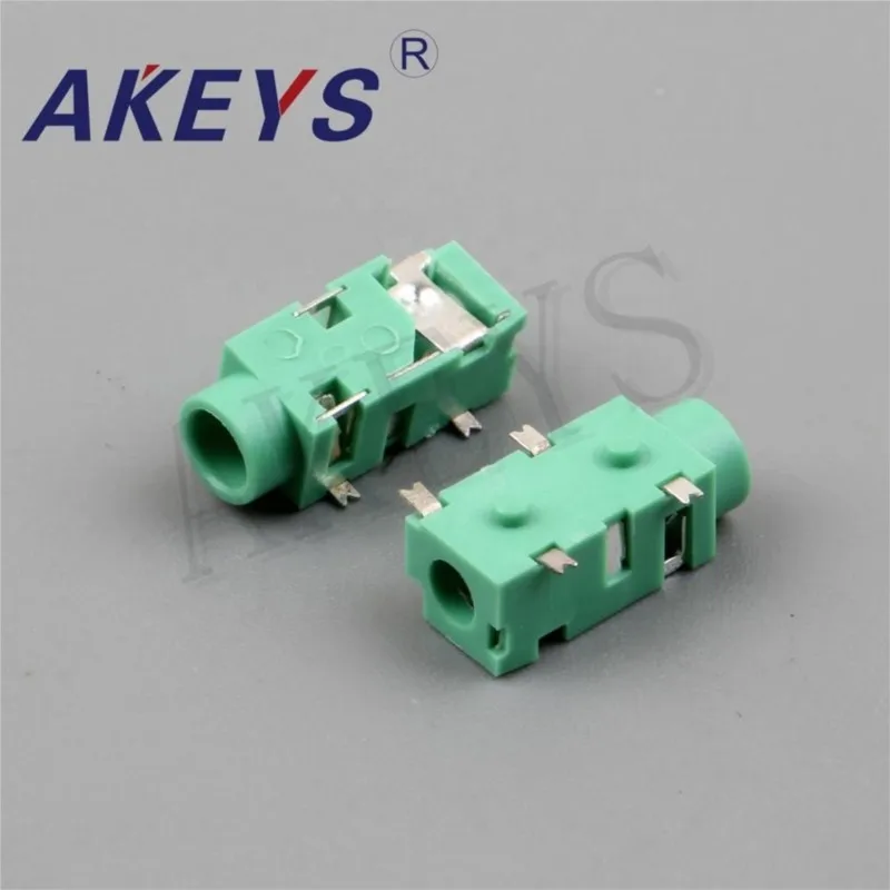 10PCS PJ-327C 3.5 Earphone Jack 4 Pin Insert Pin 2 Fixed Pin Jack For Micro Usb Power Socket Green