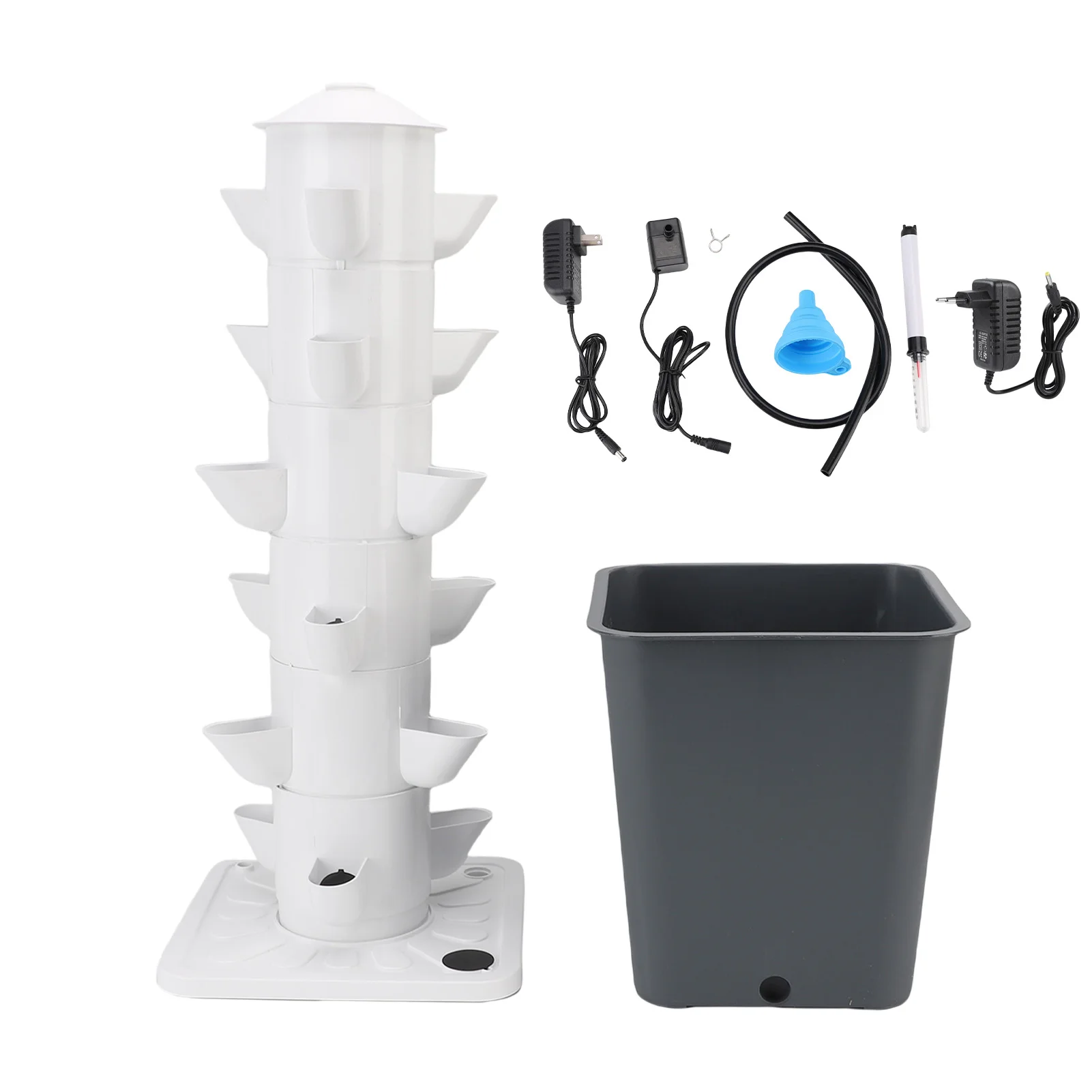 Hydroponic Planting Tower Vertical Hydroponic Growing System Space Saving 18 Hole Hydroponic Tower with 10L Watertank for Home
