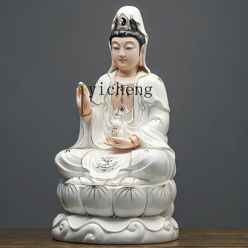 FY – Statue de déesse de la miséricorde en céramique, déesse de la miséricorde, salvation universelle, ornement de culte du seigneur céleste gratuit et facile