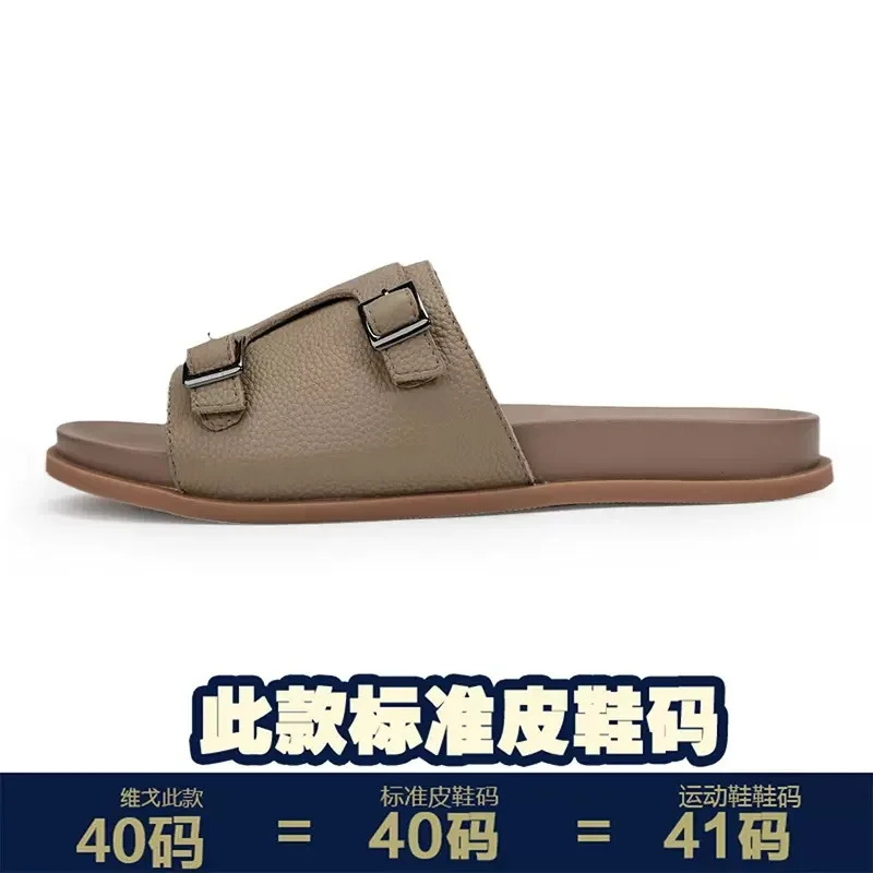 Outdoor Casul Male Genuine Leather Slippers Men All-match Cowhide Sandals Men\'s Summer Leisure Shoes Sneakers Flip Flops Beach