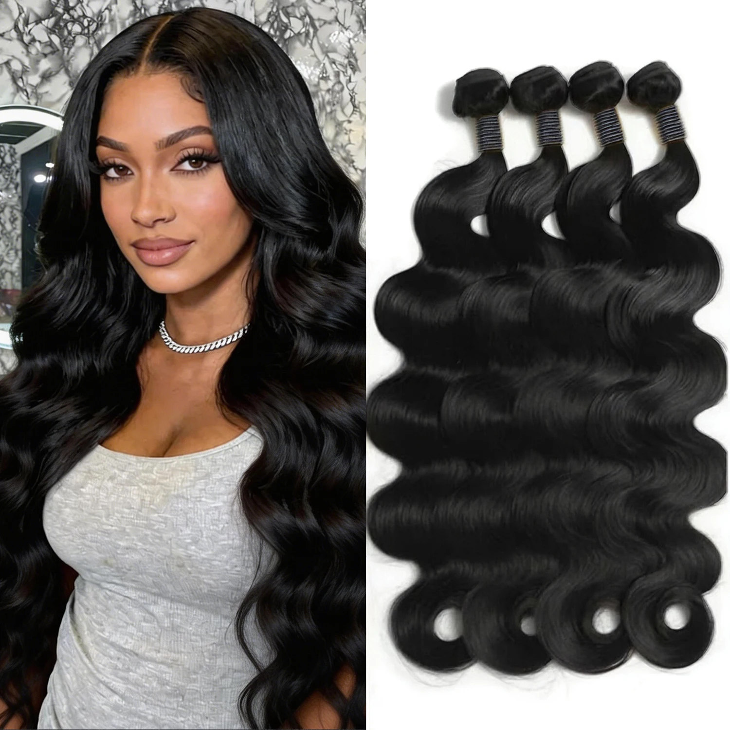 

Натуральные необработанные волосы Raw Virgin, 3-4 пучка, свободная волна, натуральные человеческие волосы, бразильские, натуральный черный цвет