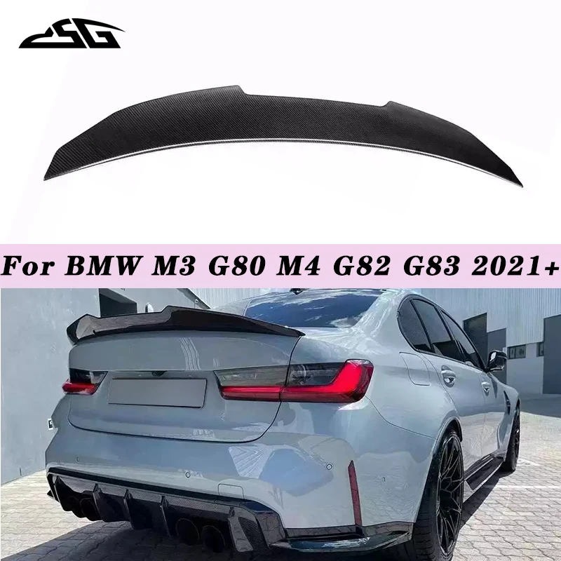 

Задний спойлер-плавник для BMW M3 G80 M4 G82 G83 2021+ из карбона, накладка на крышку багажника, диффузор, сплиттер, элементы обвеса