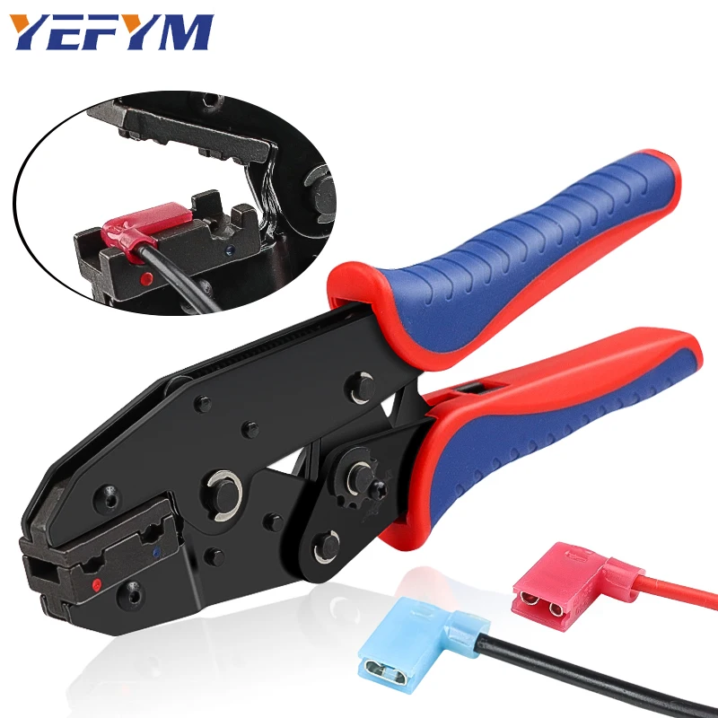 Vorisolierte Flaggenklemmen-Crimpzange YF-07FL für 18–13 AWG (1–2,5 mm2) Drahtcrimpen rechtwinkliger Spaten FLDNY1.25/2-Stecker