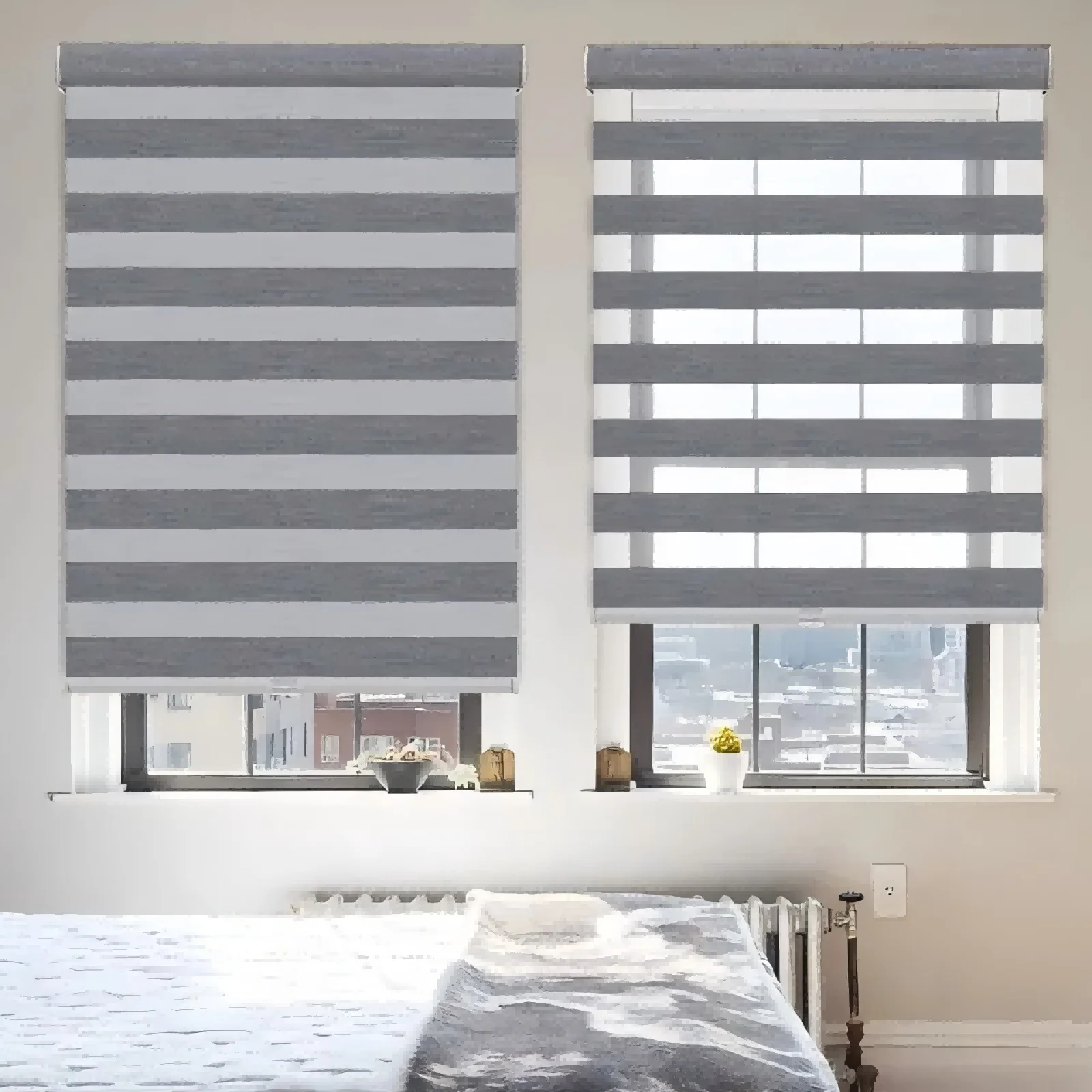 Premium textured zebra fabric. Soft touch, durable weave. Alternating stripes add depth & character. Elevate your windows. Order