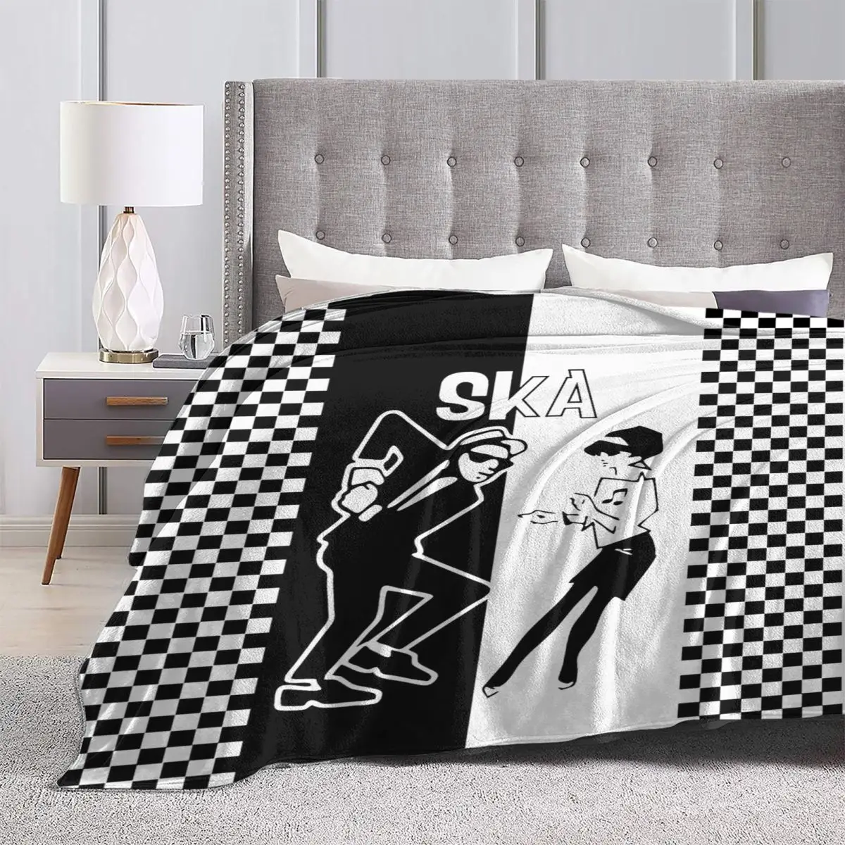 Punk Rock 2 Tone Music Ska Skank Dance Blankets Coral Fleece Plush Textile Decor Two Tone Checkered Cozy Thin Throw Blankets