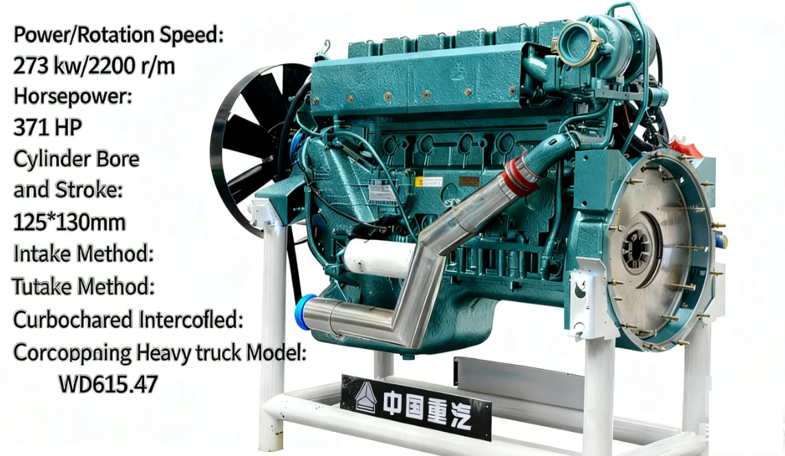 High Quality Brand New Suitable for HOWO Heavy-duty Truck Engine Assembly WD615.47, 2-valve 371 Horsepower Efficiency