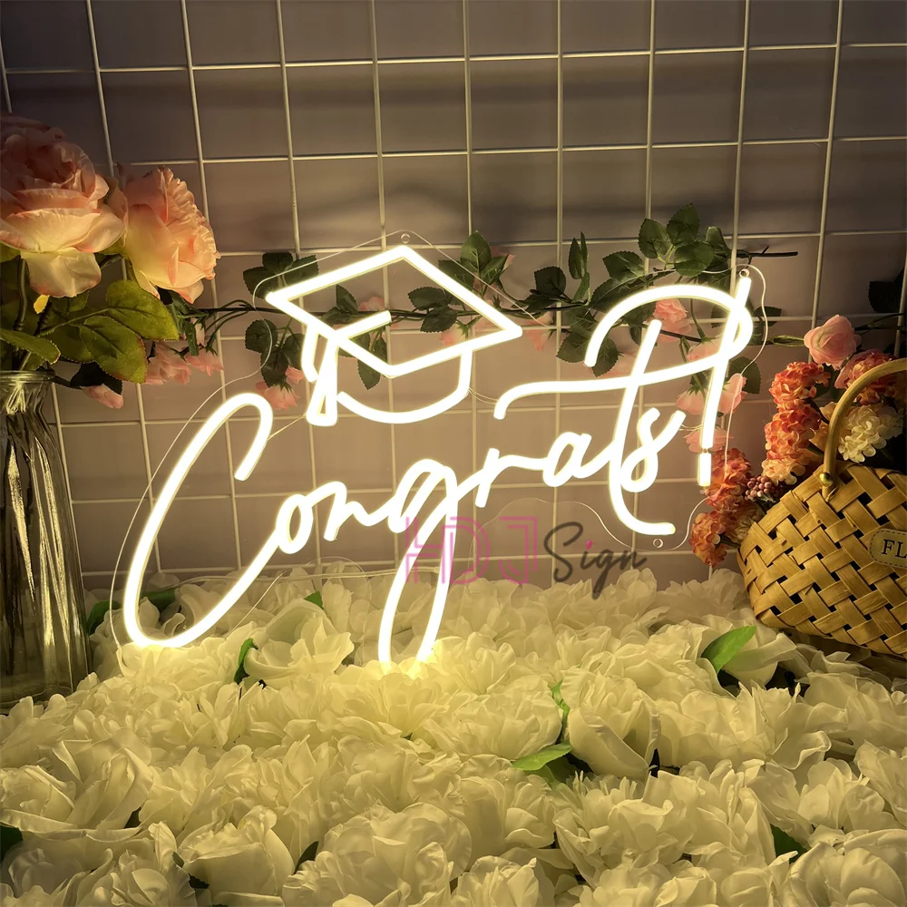 2025 Congrats Neon Led Sign Wall Hanging Room Decor Graduation Ceremony LED Neon Lights USB For Party Bar Graduates Neon Light