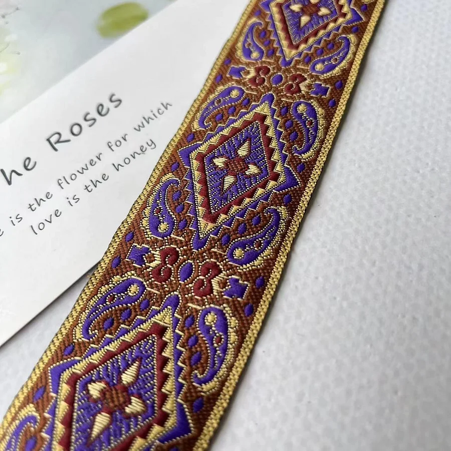 10 Yards /Lots Ethnic Style Webbing Woven Jacquard Ribbon 3.8 CM For Garment Straps Accessory IS-3322