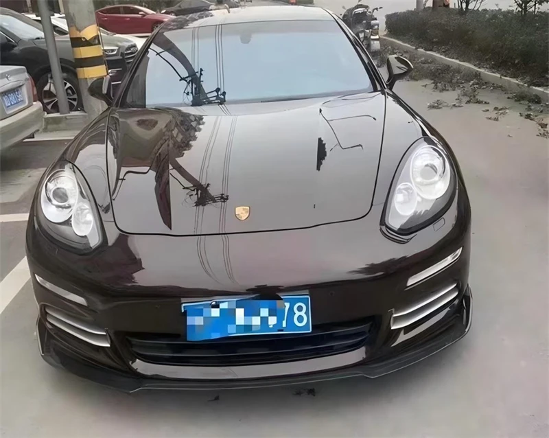 For Porsche Panamera 2014 2015 2016 2017 ReaI Carbon Fiber Front Bumper Lip Spoiler Kit