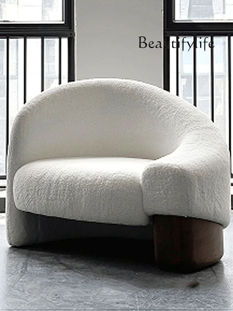 New Minimalist Back Chair Single Sofa Chair High-End Curved Solid Wood Leisure Chair