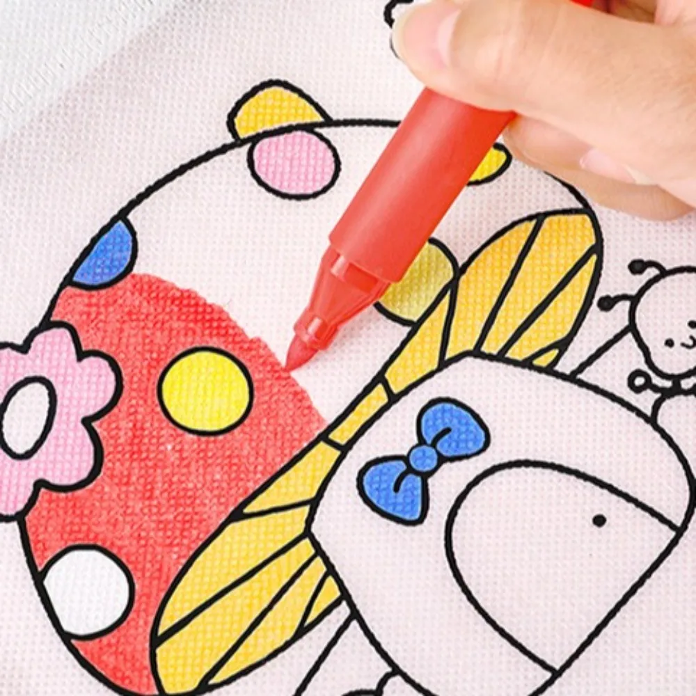 양면 그래피티 가방 부직포 컬러 DIY 페인팅 가방 여섯 색상 세척 가능한 수채화 펜 색칠용 가방