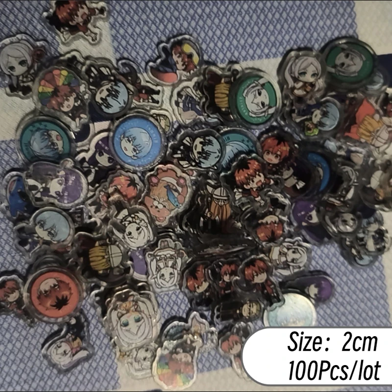 100/50Pcs Anime Frieren Himmel 2CM Random Acrylic Patch Fern Heiter Eisen Stark DIY Bag Jewelry Crafts Accessories for Keychain