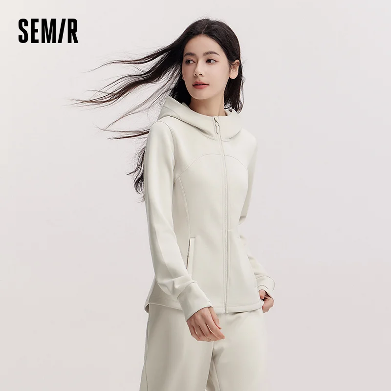 Semir Outerwear Women Slimming Sporty Style Elegant 2025 New Spring Fitted Hooded Jacket Versatile