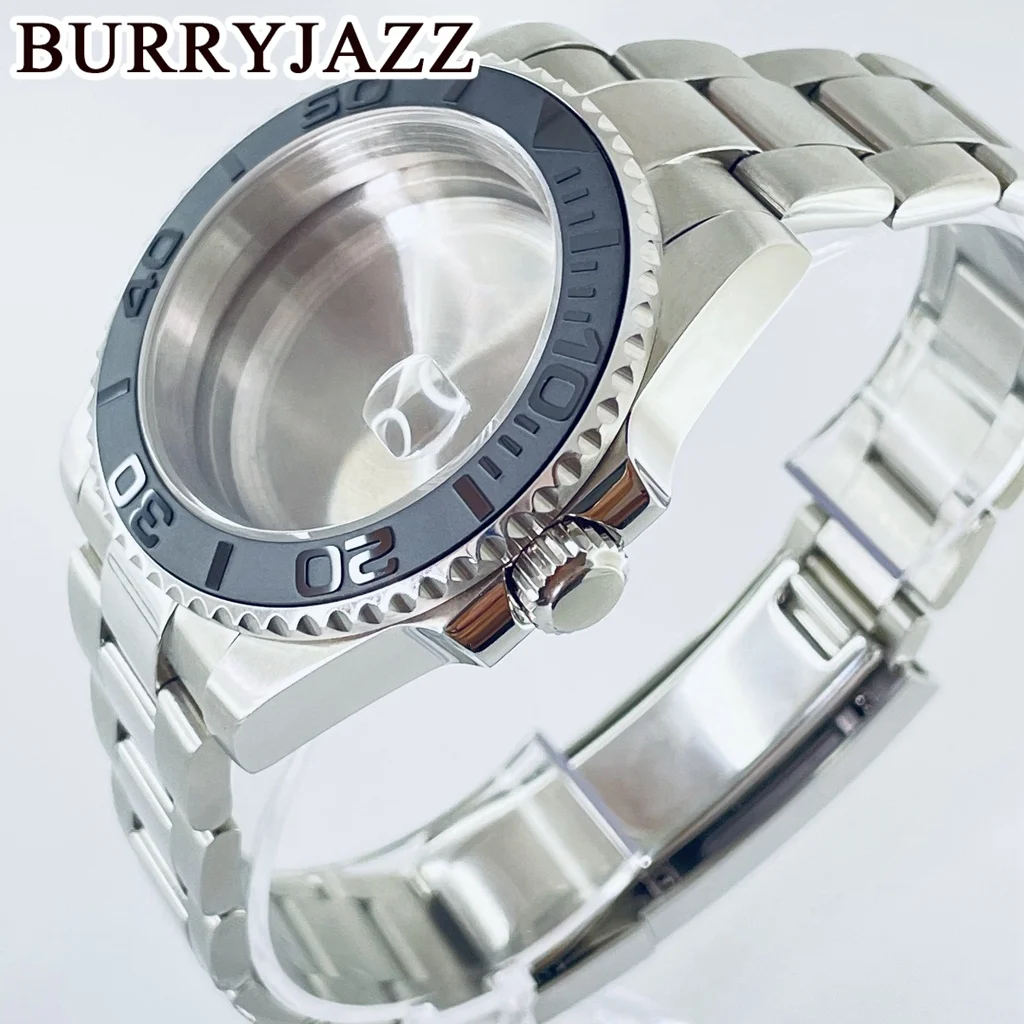 BURRYJAZZ 40mm SUB Case NH35 NH36 NH34 NH38 NH70 NH72 ETA2824 PT5000 Watch Case Sapphire Glass Ceramic Bezel