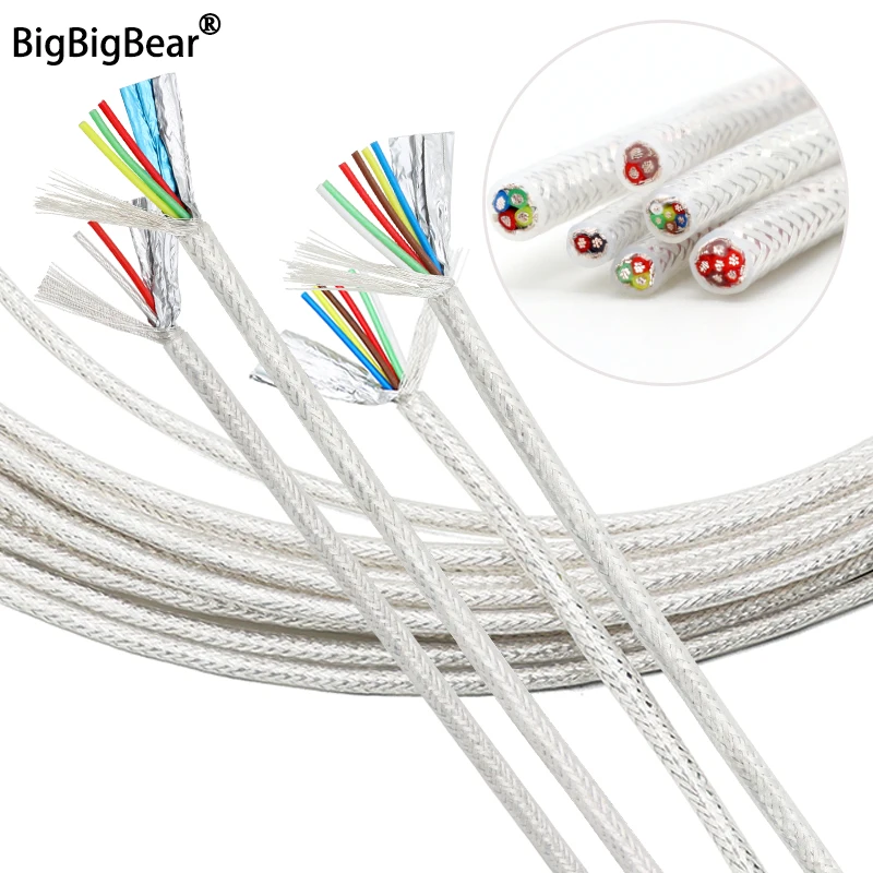 

1/5/10m FEP Shielded Wires 2 3 4 6 Cores Hifi Audio Amplifier Speaker Headphone Line High Purity OFC Silver Plated Copper Cable