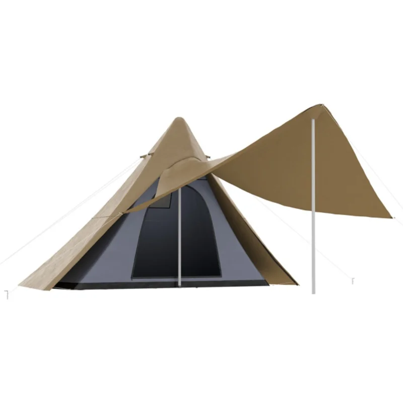 Pyramidenzelt, wasserdichtes Baumwoll-Tee-Zelt, Familiencamping, sofort tragbar, Fiberglas, Wandern