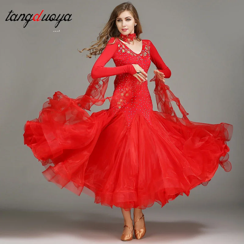 Ballroom Dance Dress for Women Competition Standard Modern Dancing Clothes Long Sleeve Cheap Waltz Stage Costumes Evening dress