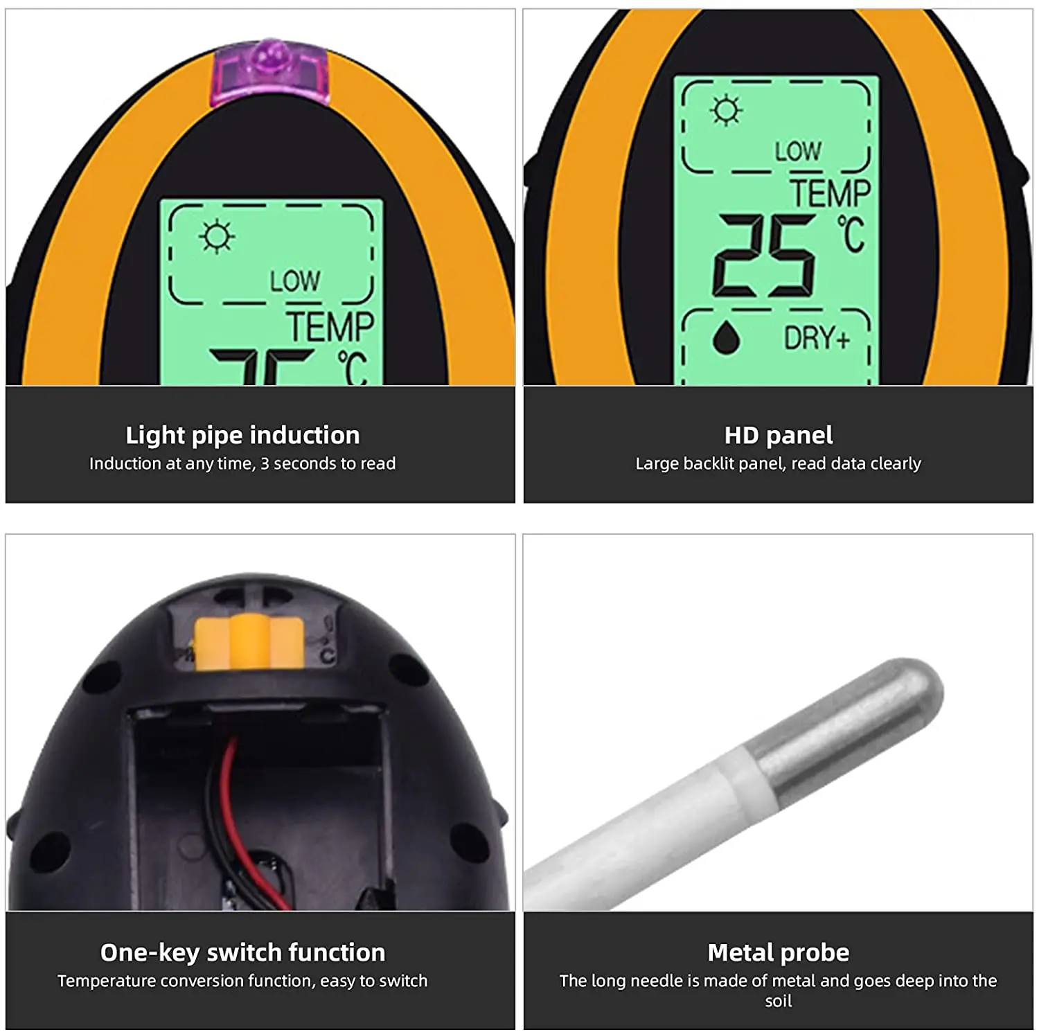 Soil pH Meter 3/4 in 1 PH Light Moisture Acidity Tester Soil Tester Moisture Meter Plant Soil Tester Kit for Flowers