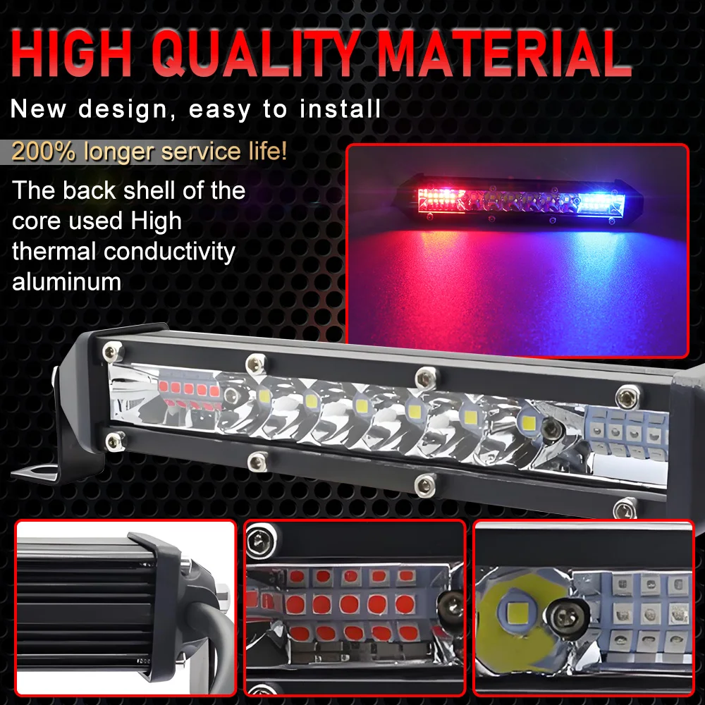 Ultra-thin Work Light Bar 7 Inch LED Combo 4x4 LED Light Bar for Offroad Tractor Boat 4WD 4x4 Trucks ATV Spotlights Side Lights